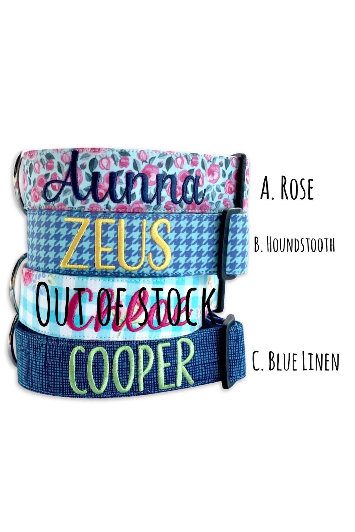 Dog Collar Embroidered Dog Collar Personalized Dog Collar Etsy