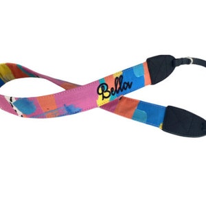 Pink Abstract Camera Strap, Personalized Camera Strap, Leather Camera Strap, Monogramed Camera Strap, Embroidered Camera Strap