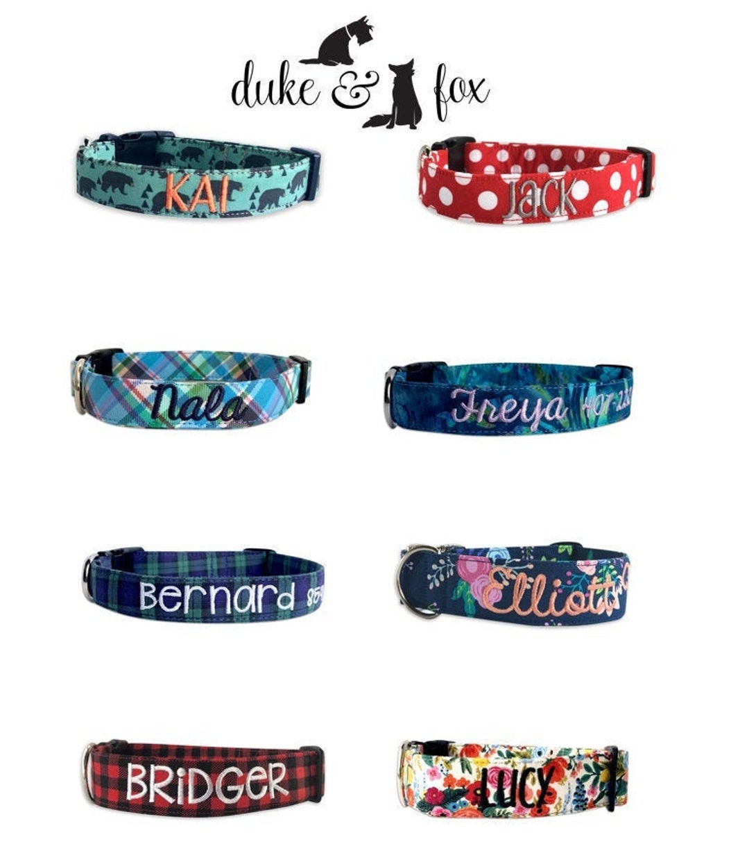 Dog Collar, Embroidered Dog Collar, Personalized Dog Collar, Flower