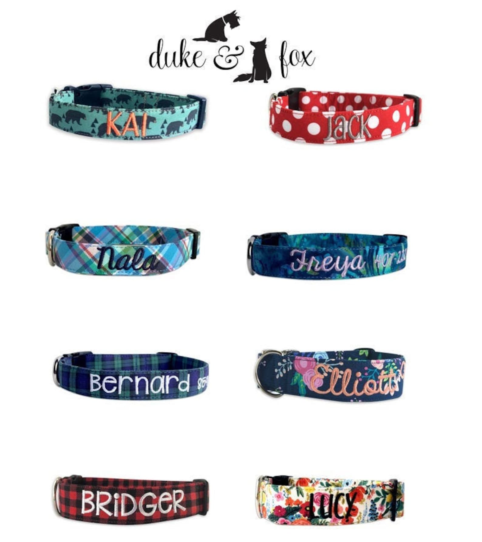 Dog Collar Embroidered Dog Collar Personalized Dog Collar Etsy