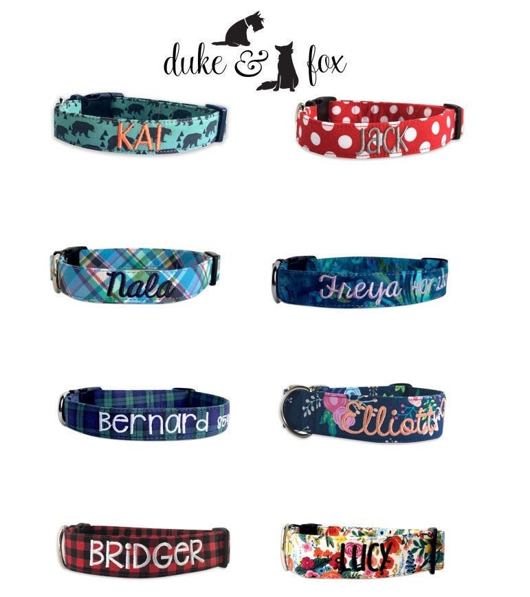 Dog Collar Embroidered Dog Collar Personalized Dog Collar Etsy