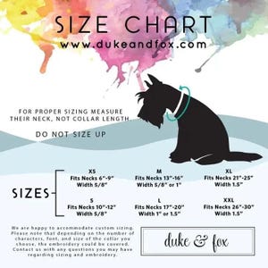 Find the perfect fit for your pet. Our handmade dog collars come in sizes XS–XXL to fit necks from 6” to 30” with widths from 5/8” to 1.5”. For the best fit, measure your dog’s neck—not their collar length—and don’t size up. Each collar is custom-made in Tennessee and can be embroidered or engraved for a personalized touch.