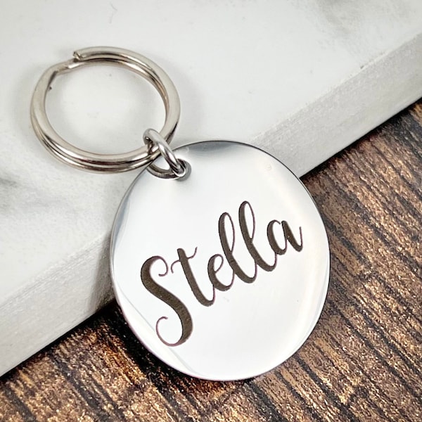 1" Stainless Steel Dog ID Tag, Stainless Dog Tag, Personalized Dog Tag, Custom Dog Tag, Circle Dog Tag, Personalized Dog Collar Tag