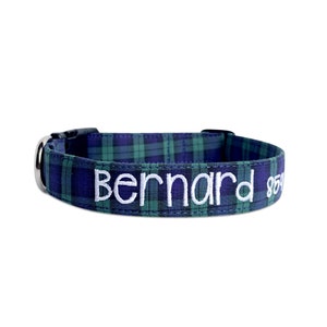 Dog Collar, Embroidered Dog Collar, Personalized Dog Collar, Plaid Dog Collar, Custom Dog Collar, Fall Collar, engraved collar