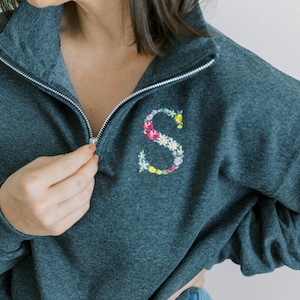 Custom Sweatshirt, Personalized Sweatshirt, Monogram Sweatshirt, Monogramed sweatshirt, Personalized 3/4 Zip Sweatshirt