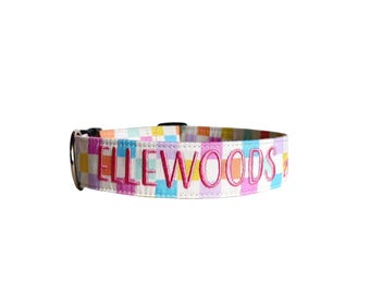 Personalisiertes besticktes Hundehalsband von Herzog & Fox, besticktes Hundehalsband, Oster-Hundehalsband, Pastell-Hundehalsband
