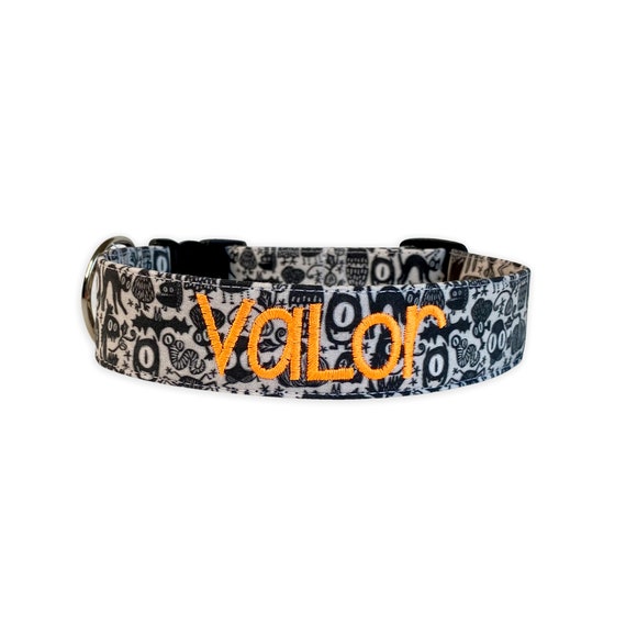 Monsters Dog Collar, Halloween Dog Collar, Embroidered dog Collar, Engraved Dog Collar, Dog Collars, Personalized Dog collars, Custom Collar