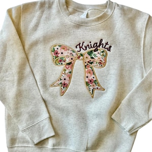 Girls Personalized Bow Sweatshirt, Monogrammed Kids Sweatshirt, Girls Custom Sweatshirt