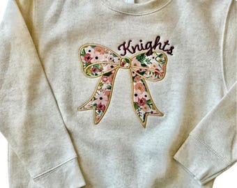 Girls Personalized Bow Sweatshirt, Monogrammed Kids Sweatshirt, Girls Custom Sweatshirt