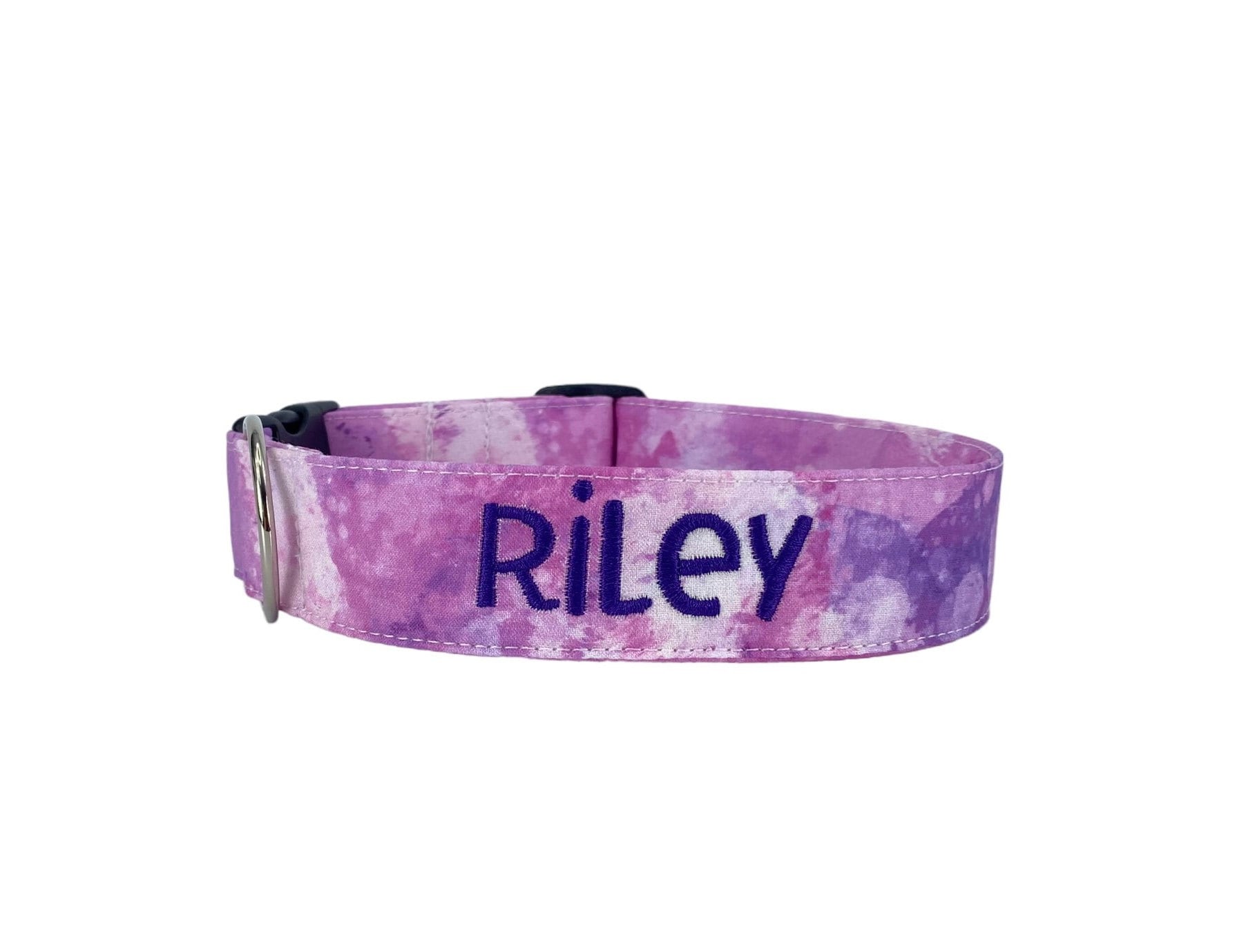 Collare per cani viola, collare per cani ricamato, collare per cani personalizzato, collare per cani personalizzato, collare per cani di grandi dimensioni, collare per cani viola tie-dye