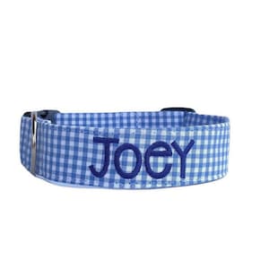 Baby Blue Gingham Dog Collar Personalized Dog Collar Embroidered Dog Collar Custom Dog Collar Dog Collar Custom Dog ID Etsy Canada