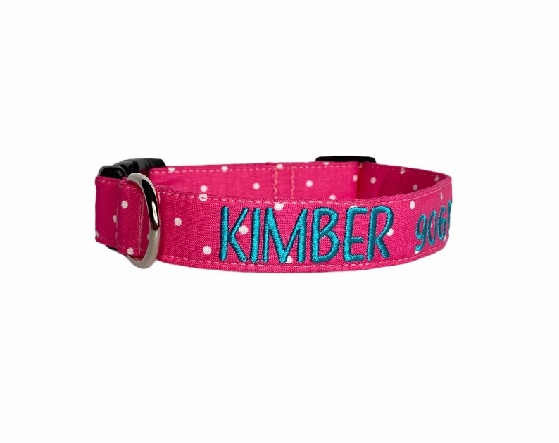 Pink Polka Dot Dog Collar Embroidered Dog Collar Etsy