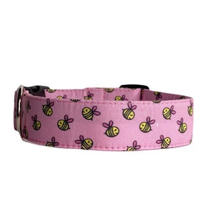 Bee Dog Collar, Embroidered Dog Collar, Personalized Dog Collar, Spring Dog Collar, custom engraved Custom Dog Collar, Engraved Collar