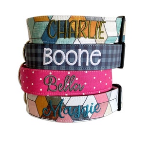 Fall Collar, Embroidered Dog Collar, Personalized Dog Collar, Geometric Dog Collar, Collar, Polka Dot Collar, Engraved Collar, Dog Collars