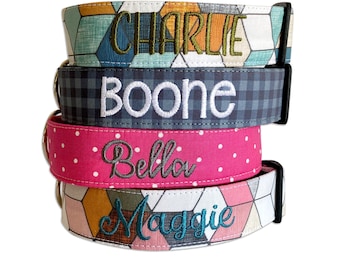 Collier automnal, Collier pour chien brodé, Collier pour chien personnalisé, Collier pour chien géométrique, Collier, Collier à pois, Collier gravé, Colliers pour chien