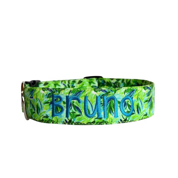 Tropisches personalisiertes Hundehalsband, besticktes Halsband