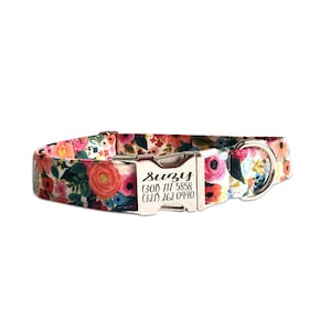 Floral Engraved Dog Collar, Engraved Buckle Dog Collar, Personalized Dog Collar, Dog Collar, Collar, rose Collar, fall floral collar