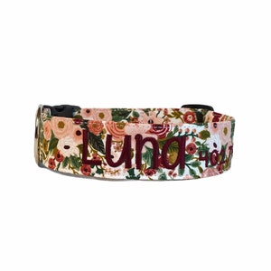 Fall Dog Collar, Floral Dog Collar, Embroidered Dog Collar, Engraved Dog Collar, Personalized Dog Collar, Dog Collar, Dog Collar with Name