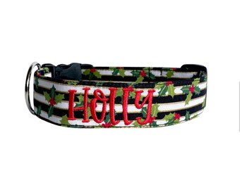 Christmas Dog Collar, Embroidered Dog Collar, Personalized Dog Collar, Dog Collar, Dog Collar, Custom Dog Collar, Dog Collar
