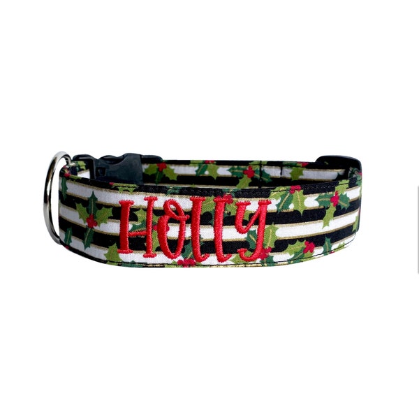 Christmas Dog Collar, Embroidered Dog Collar, Personalized Dog Collar, Dog Collar, Dog Collar, Custom Dog Collar, Dog Collar