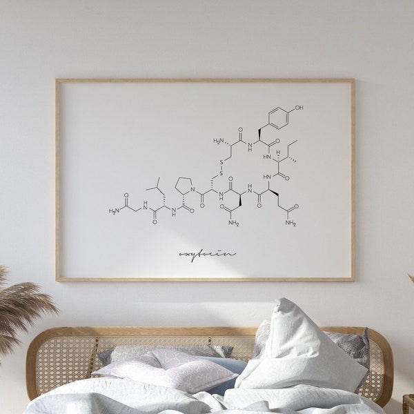 Oxytocin Wall Art, Love Molecule, Art Printable, Oxytocin Molecule, Minimalist Print, Molecule Wall Decor, Science Poster