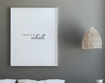 Inhale Exhale, Printable Wall Art, Instant Download, Yoga Gift, Pilates Poster, Meditation Wall Art, Inhale Exhale Print