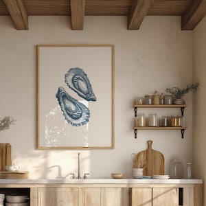 Oysters Wall Art, Coastal Kitchen Print, Instant Download, Seafood Poster, Vintage Illustration
