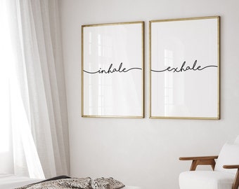 Inhale Exhale Print, Wall Art, Inhale Exhale, Pilates Gifts, Set of 2 Prints, Relaxation Print, Inhale Exhale Signs, Yoga Poster