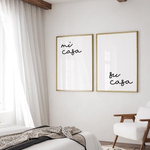 Mi Casa Es Su Casa, Wall Art Set of 2, Printable Home Decor, Guest Room Prints, Spanish Quotes, Digital Posters