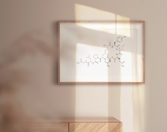 Oxytocin-Molekül, Chemie, digitale Kunst, Molekül Wandkunst, Liebes-Molekül, druckbares Poster, Oxytozin Wandkunst