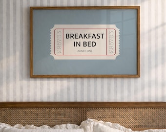 Breakfast in Bed Print, Retro Bedroom Art, Bed & Breakfast Decor (Digital Download)