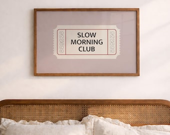 Slow Morning Club Print, Retro Bedroom Decor (Digital Download)