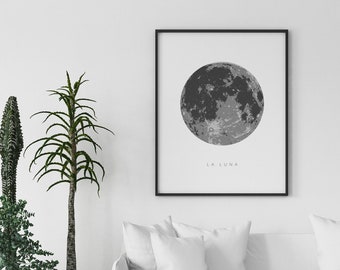 La Luna Print, Extra Large Wall Art, Full Moon Print, La Luna Poster, Moon Art, La Luna Printable, Art to Print, Moon Poster