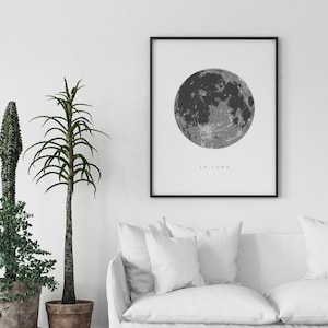 Impresión de La Luna, Arte de pared extragrande, Impresión de luna llena, Póster de La Luna, Arte lunar, Imprimible de La Luna, Arte para imprimir, Póster de la luna