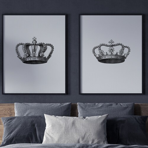 King and Queen Wall Art King and Queen Crown Above Bed - Etsy