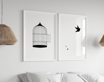 Set van 2 prints, direct download, Freedom Wall Art, motiverende posters, empowerment van kunst, muurdecoratie boven het bed
