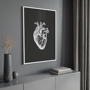 Herz Anatomie Druck, schwarz und weiß, Medizinische Wandkunst, Kardiologe Geschenk, Herz, Digitaldruck, Anatomie Poster