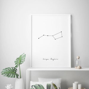 Grote beer print, grote beer, sterrenbeeld kunst, moderne geometrische kunst, grote beer muurkunst, poster ster sterrenbeeld