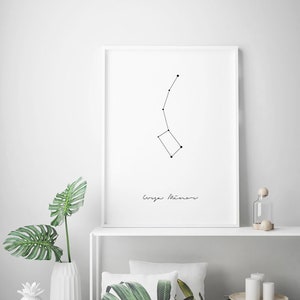Kleine beer, print sterrenbeeld, poster kleine beer, ruimtemuurkunst, afdrukbare melkwegstelsel, sterrenbeeld kunst aan de muur