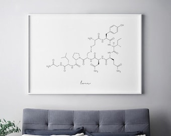 Oxytocin Molecule, Chemistry of Love, Molecule Print, Oxytocin Wall Art, Love Molecule, Digital Download
