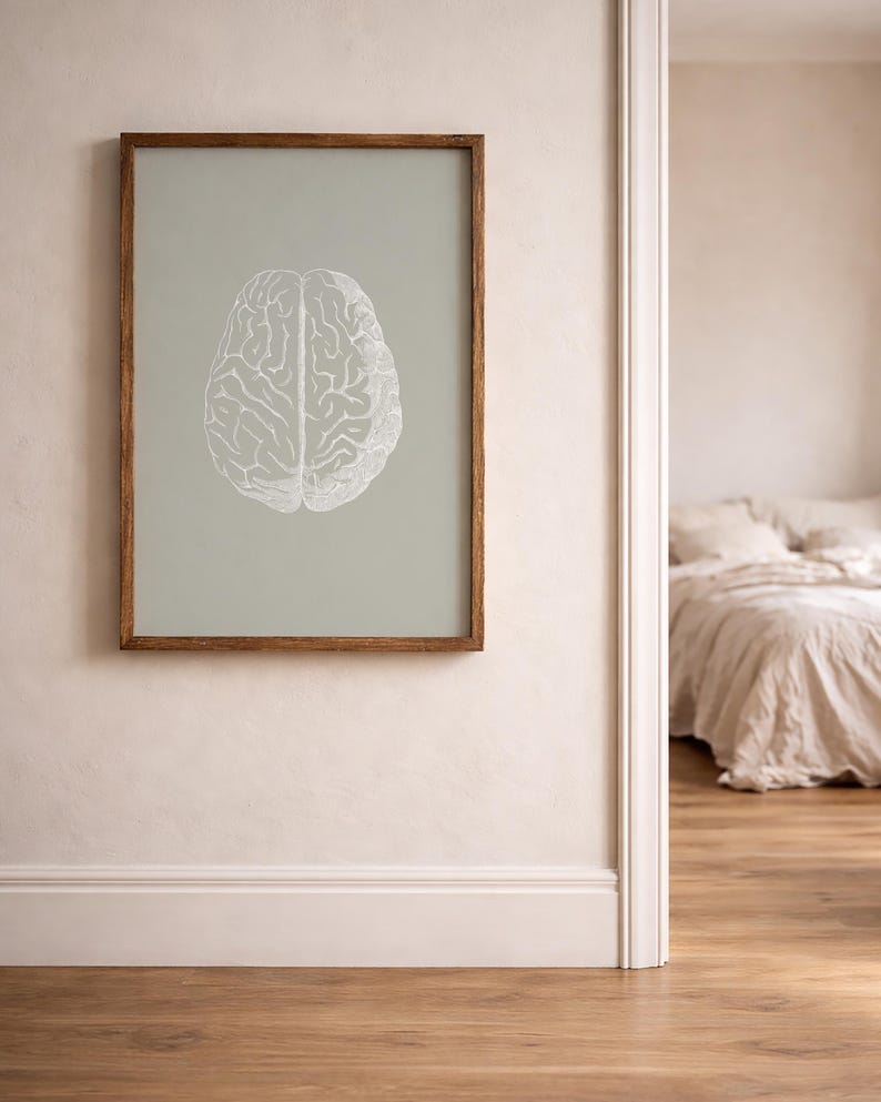 Brain Anatomy Print, Sage Green Medical Art, Human Anatomy Poster (Digital Download) image 5