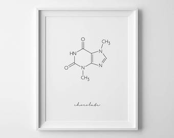 Chemistry Gift, Chocolate Molecule, Science Art, Molecule Print, Chemistry Poster, Food Prints, Kitchen Wall Art