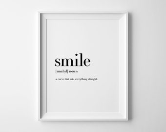 Smile Print, Smile, Definition Poster, Affiche Scandinave, Smile Decor, Definition Posters, Smile Wall Art, Cheer Up Gift