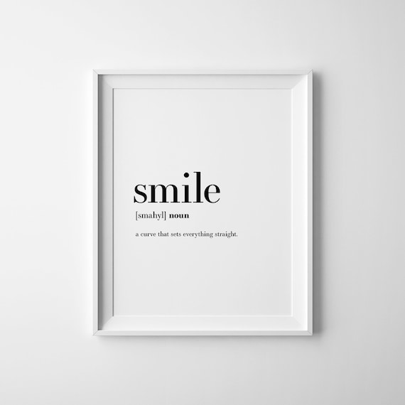 Smile Print, Smile, Definition Poster, Affiche Scandinave, Smile Decor, Definition Posters, Smile Wall Art, Cheer Up Gift