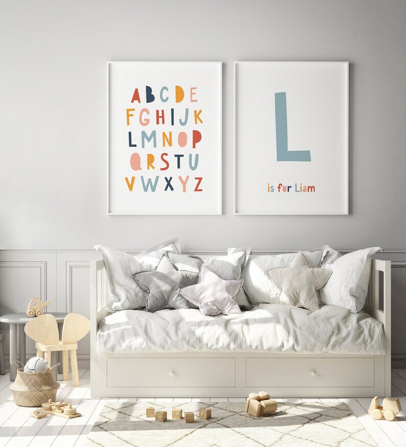 Custom Kids Wall Art Initial Print Personalized Baby Name - Etsy