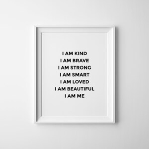 Arte de pared de afirmación, amor propio imprimible, citas positivas, signo inspirador, impresión de afirmación, afirmación de amor propio