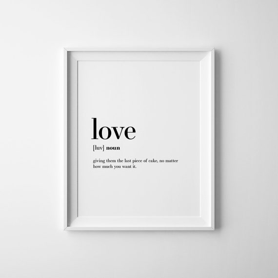 Love Definition Print, Food Love Language Poster, Funny Wall Art
