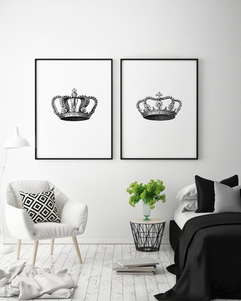 King and Queen Wall Art King and Queen Crown Above The Bed | Etsy