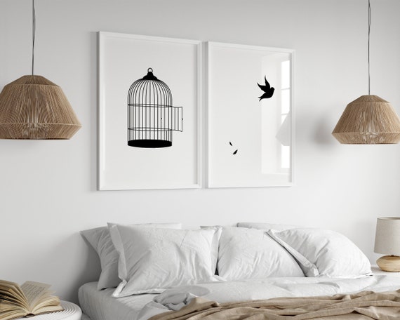 Set of 2 Prints, Instant Download, Freedom Wall Art, Motivational Posters, Empowering Art, Above Bed Wall Decor