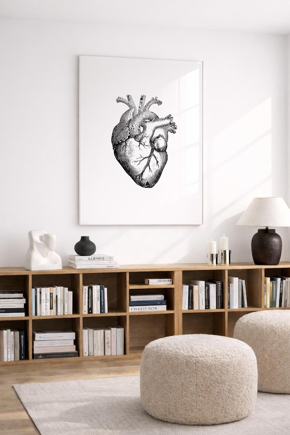 Anatomisches Herz Wand Kunst, Medizinischer Kunstdruck, Vintage